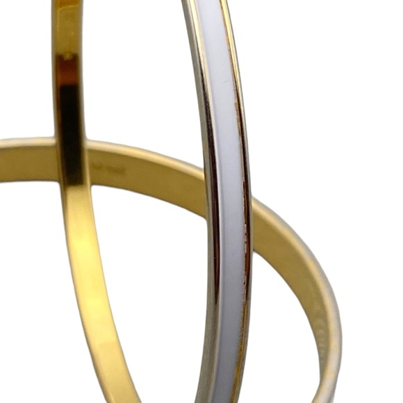 Vintage Monet Gold-Tone & White Enameled Bangle Bracelets - Picture 7 of 11